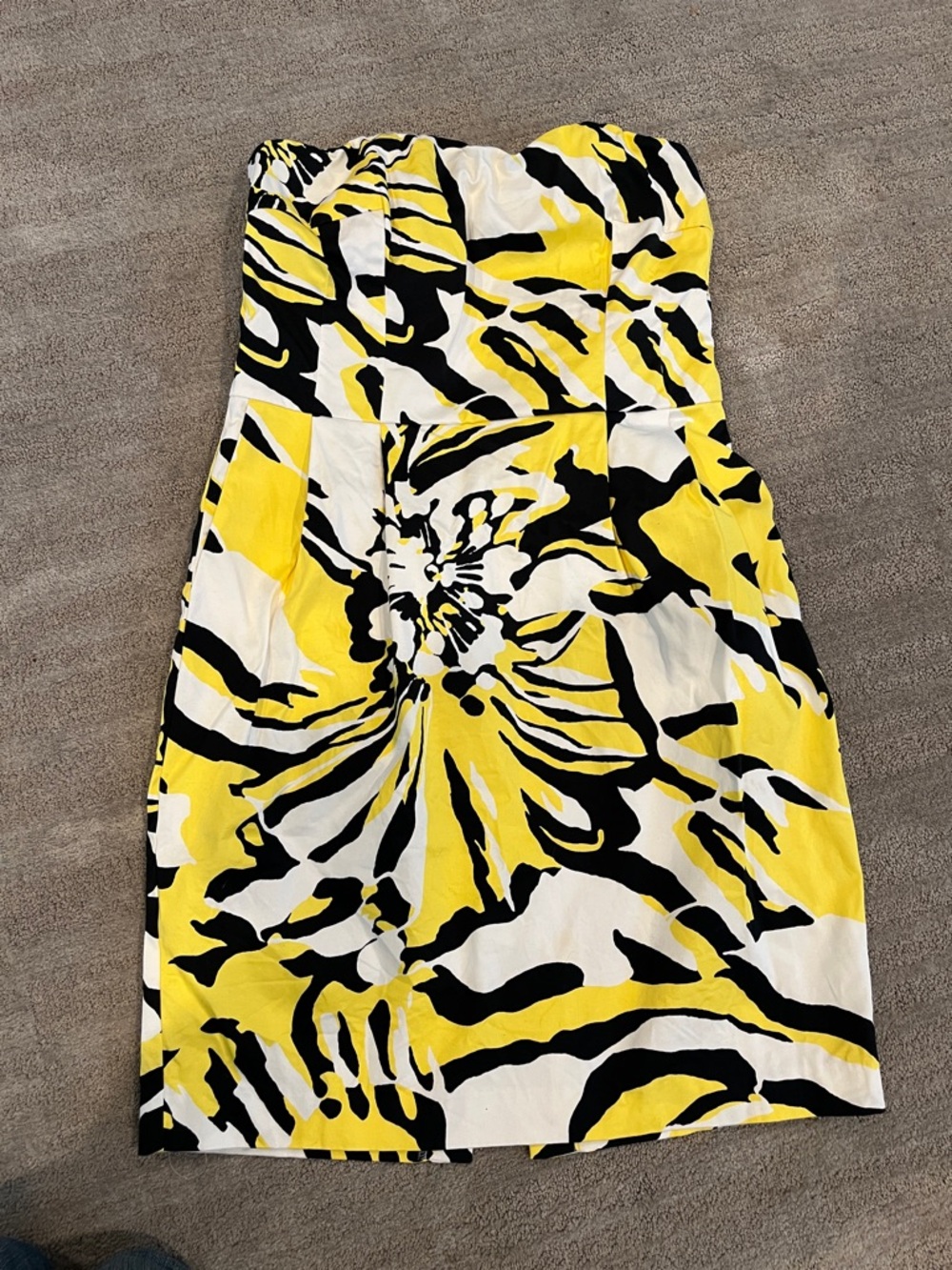 Express black and white floral strapless dress